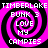 Four identical pixelated spiral icons with pink and black swirls, white text reading "TIMBERLAKE TIMBERLAKE BUNK 3 LOVE MY CAMPIES" arranged in a