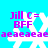 Pixelated icon with cyan background, white snowflake-like figure, and purple text reading "Jill C = BFF" above repeating "aeaeaeaeaeae" pattern.