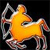 Static pixelated icon of a yellow running stick figure with silver limbs and red accents on joints against black background.