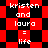 Red and black checkered background with white text reading 'kristen and laura = life' repeated in a pattern