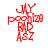 Red pixelated text forms a stylized figure with arms outstretched, holding 'POOP' on the left and 'RZ' on the right, while 'JAY Y' appears above the head.