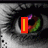 A four- shows a cat's eye with a red 'I' overlay, a penguin with 'Love' text, 'Love me' text, and 'Molly' text with yellow background