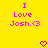 Yellow background with pink text reading "I Love Josh.<3" and two red pixelated hearts below.