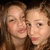Two people with light brown hair pose closely together in a of four , each showing slight variations in facial expression and head position