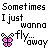 identical text blocks with a butterfly icon changing color , each block reading 'Sometimes I just wanna fly away' with a butterfly symbol replacing 'fly'