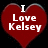 Red heart-shaped icon with white text reading 'I Love Kelsey' on a black background.
