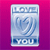 A static pixelated icon with a gradient blue and white design on a solid magenta background, featuring stylized text and abstract wave-like shapes.