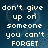 Pixelated text on a blue background with a heart outline, conveying an inspirational message about not giving up.
