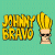 A split-screen pixel art buddy icon featuring Johnny Bravo on the left and "Original Icons .com" text on the right, with a teal background on the left and dark green background on the right.