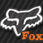 Six white-outlined fox head silhouettes on dark textured background with orange 'Fox Racing' and pink 'Maddie' text below.