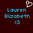 Dark red background with blue pixelated text 'Lauren Elizabeth' and '<3', white heart symbol above, static image.