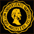 Golden circular emblem with a profile portrait of a person in the center, surrounded by a decorative border on a black background.