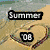 six labeled summer-themed buddy icons with beach, star, and water motifs