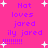 A bright pink background with purple text reading "Not loves jared ily jared !!!!!!!" surrounded by white plus signs and stars.