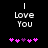 Two identical animated frames showing pixelated text and heart symbols on a black background.