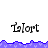 Pixelated text 'Lolort' repeated across two with blue wave-like borders on white background, gray area on right edge