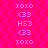 A static image with a bright pink background featuring repeating small hexagonal patterns and white text elements arranged in vertical