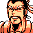 Pixelated 48x48 static icon of a man with black hair, mustache, and goatee in orange/yellow tones against white background.
