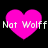 Four identical pink heart shapes with white text "Nat Wolff" overlaid, arranged in a on black background