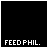 black squares with white text 'FEED PHIL.' and gray 'DONT' text, one square showing a red and white 'DONT FEED PHIL' sign with a figure holding it