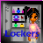 A 3x3 contact sheet of pixel art icons featuring school-themed scenes, characters, and text elements with a gray background transparency layer.