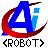 A pixelated icon features a blue 'A' with red curved accents and the text '<ROBOT>' below, set against a light background.