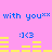 Pixelated pink background with blue text 'with you**' repeated, two ':)<' symbols per above yellow horizontal bars
