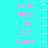 Cyan background with vertical of pink text and white asterisks, text includes TTYL WAT LOL JK BACK
