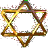 Two identical golden Star of David symbols with brown outlines, displayed side-by-side on a gray background.