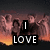 Pixelated image with fiery background and text overlays reading "I LOVE" and "U Edward!" in top sections, "for eva and.. EVA!!" in bottom section.