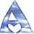 Animated contact sheet of a blue triangular icon with white heart and triangle cutouts, showing frame-by-frame cloud pattern variations against transparent background.