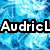 Blue water-like background with bold black-outlined white text reading "AudricL is the best!!!" in four separate segments.