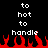 Pixelated text 'to not to handle' repeated twice above red flame shapes on black background.