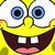 Yellow cartoon character with large blue eyes, white teeth, and pink lips smiling broadly in a of four identical