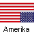 Static pixel art of a stylized American flag with red and white stripes and a blue field of white squares, below which is pixelated text reading 'Amerika'.