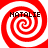 Four identical red and white spiral patterns arranged in a with black text "NATALIE" overlaid on each spiral