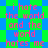Pixelated text repeats 'i hate the world and the world hates me' over a green-and-blue checkered background with visible pixelation.
