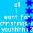 Blue background with white text repeating 'all i want for christmas is youhhh <3' and vertical blue star patterns on both sides.