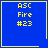 Four blue square with yellow borders display "ASC Fire #23" text; two have a heart symbol, one has a starburst symbol, and the fourth is plain