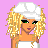 Pixel art contact sheet showing multiple frames of a blonde cartoon character in various poses with accessories against a pink background, including text elements "qds." and "masc" on white panels.