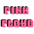 A contact sheet of seven animated frames showing a prism refracting light into a rainbow spectrum, with pink text reading "PINK FLOYD" in the top-left corner against a gray background.