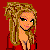 Pixel art contact sheet of a blonde female character in various poses wearing red crop top, plaid skirt, and black thigh-high stockings against solid red background with "Bad girl" text.