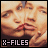Pixelated of four identical showing a person's face with hand near chin, text "X-FILES" below each