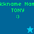 Pixelated green text displays 'TONY' with a smiley face and star symbols on blue backgrounds.