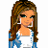 Pixelated cartoon girl with long brown hair wearing white top and blue jacket, next to pixelated text reading "Im gonna make u love mell!" on white background.