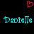 Red pixelated heart above two cyan text instances of 'Danielle' on black background.