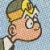 Pixelated cartoon character with light brown hair, round glasses, and a white shirt against a blue pixelated background.