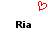 Red pixelated heart symbol above two identical black text 'Ria' labels on white background.
