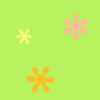 Green background with six star-shaped icons in yellow, pink, and orange hues scattered across the frame.