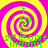 A static image with a yellow and magenta spiral background, green text reading "I am so" above "so gone," and multiple horizontal lines below the text.